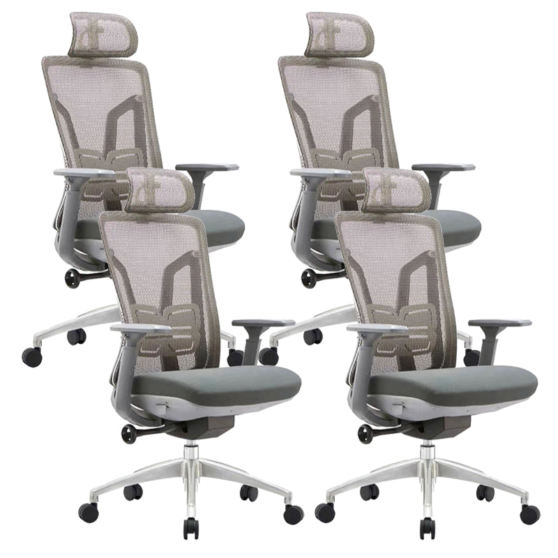 Ergonomic Adjustable Mesh Office Chair Adjustable Arms Swivel Chair Grey 4 Piece Set Clearhalo 'furn' 'furn_office_chair' 'Furniture' 'Office Chairs' 'Office Furniture' 'office_chair' 6370143