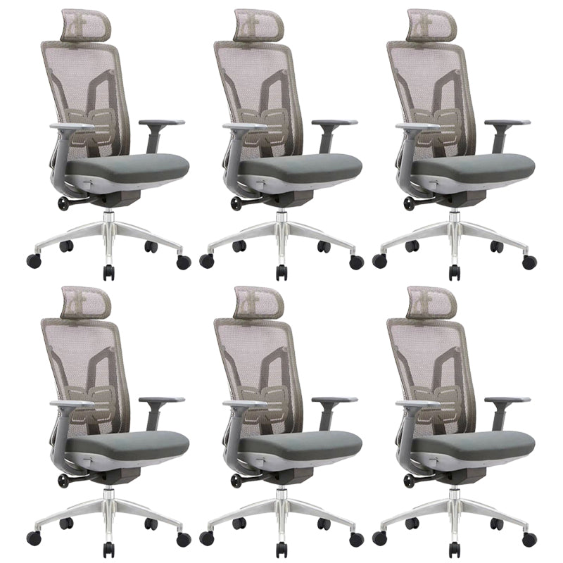 Ergonomic Adjustable Mesh Office Chair Adjustable Arms Swivel Chair Grey 6 Piece Set Clearhalo 'furn' 'furn_office_chair' 'Furniture' 'Office Chairs' 'Office Furniture' 'office_chair' 6370144