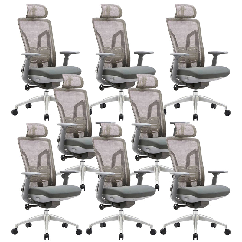 Ergonomic Adjustable Mesh Office Chair Adjustable Arms Swivel Chair Grey 8 Piece Set Clearhalo 'furn' 'furn_office_chair' 'Furniture' 'Office Chairs' 'Office Furniture' 'office_chair' 6370145