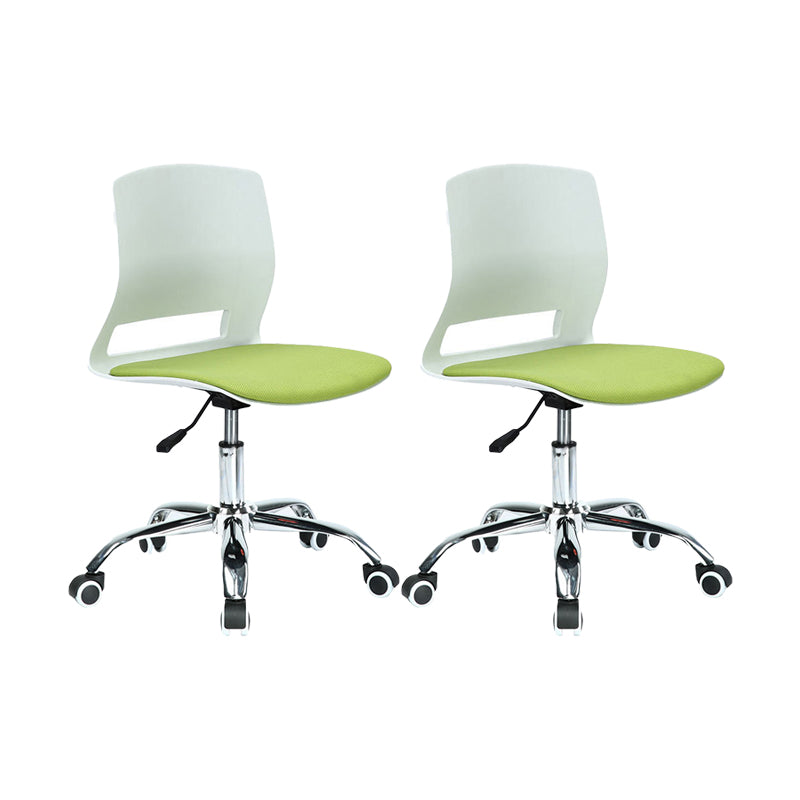 Modern Desk Chair Office Armless Chair Conference Chair with Wheels 2 Piece Set Metal Clearhalo 'furn' 'furn_office_chair' 'Furniture' 'Office Chairs' 'Office Furniture' 'office_chair' 6370150