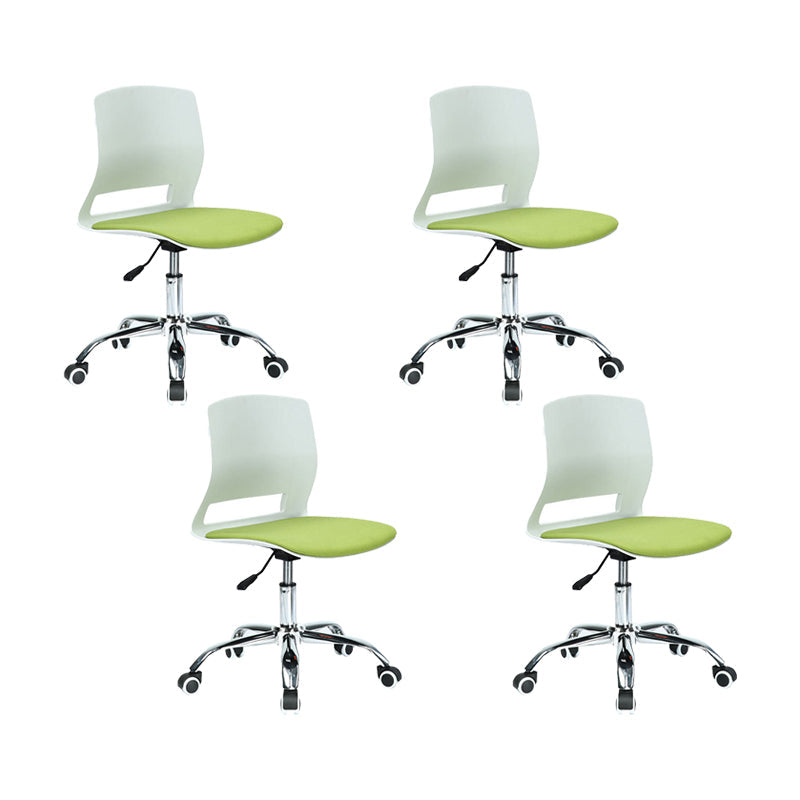Modern Desk Chair Office Armless Chair Conference Chair with Wheels 4 Piece Set Metal Clearhalo 'furn' 'furn_office_chair' 'Furniture' 'Office Chairs' 'Office Furniture' 'office_chair' 6370151