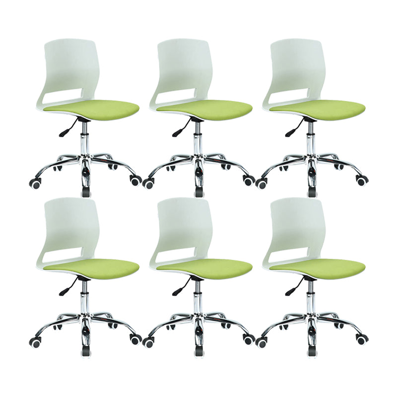 Modern Desk Chair Office Armless Chair Conference Chair with Wheels 6 Piece Set Metal Clearhalo 'furn' 'furn_office_chair' 'Furniture' 'Office Chairs' 'Office Furniture' 'office_chair' 6370154