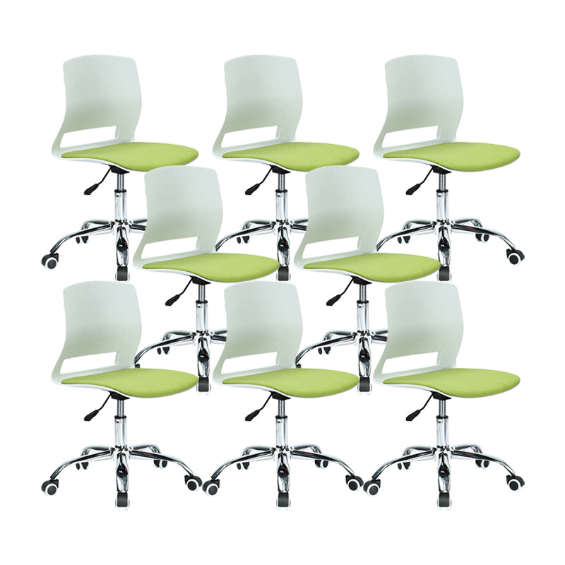 Modern Desk Chair Office Armless Chair Conference Chair with Wheels 8 Piece Set Metal Clearhalo 'furn' 'furn_office_chair' 'Furniture' 'Office Chairs' 'Office Furniture' 'office_chair' 6370156