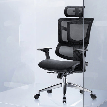 Modern Desk Chair Mesh Office Chair Adjustable Chair with Wheels Black 1 Piece Clearhalo 'furn' 'furn_office_chair' 'Furniture' 'Office Chairs' 'Office Furniture' 'office_chair' 6370168