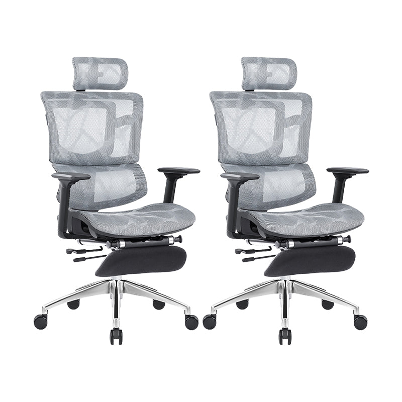 Modern Desk Chair Mesh Office Chair Adjustable Chair with Wheels Grey 2 Piece Set Clearhalo 'furn' 'furn_office_chair' 'Furniture' 'Office Chairs' 'Office Furniture' 'office_chair' 6370171
