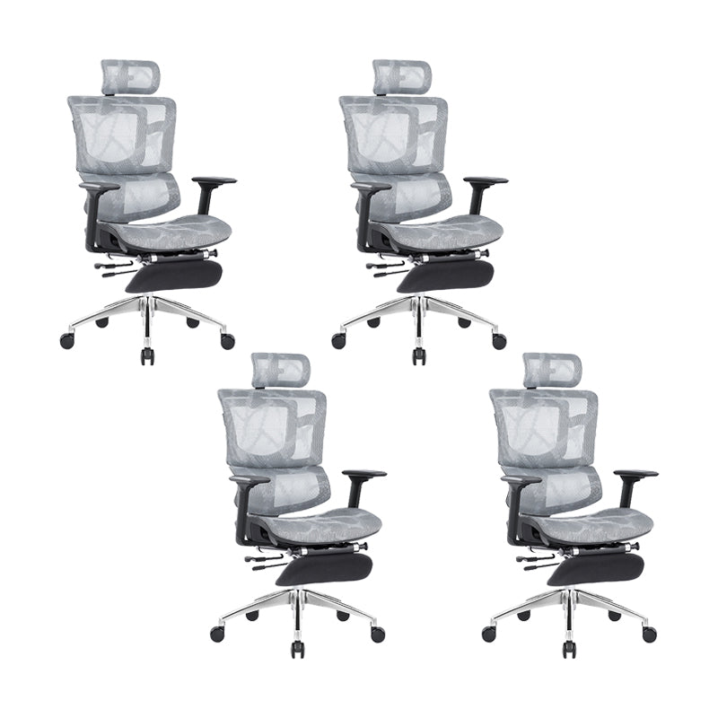 Modern Desk Chair Mesh Office Chair Adjustable Chair with Wheels Grey 4 Piece Set Clearhalo 'furn' 'furn_office_chair' 'Furniture' 'Office Chairs' 'Office Furniture' 'office_chair' 6370173