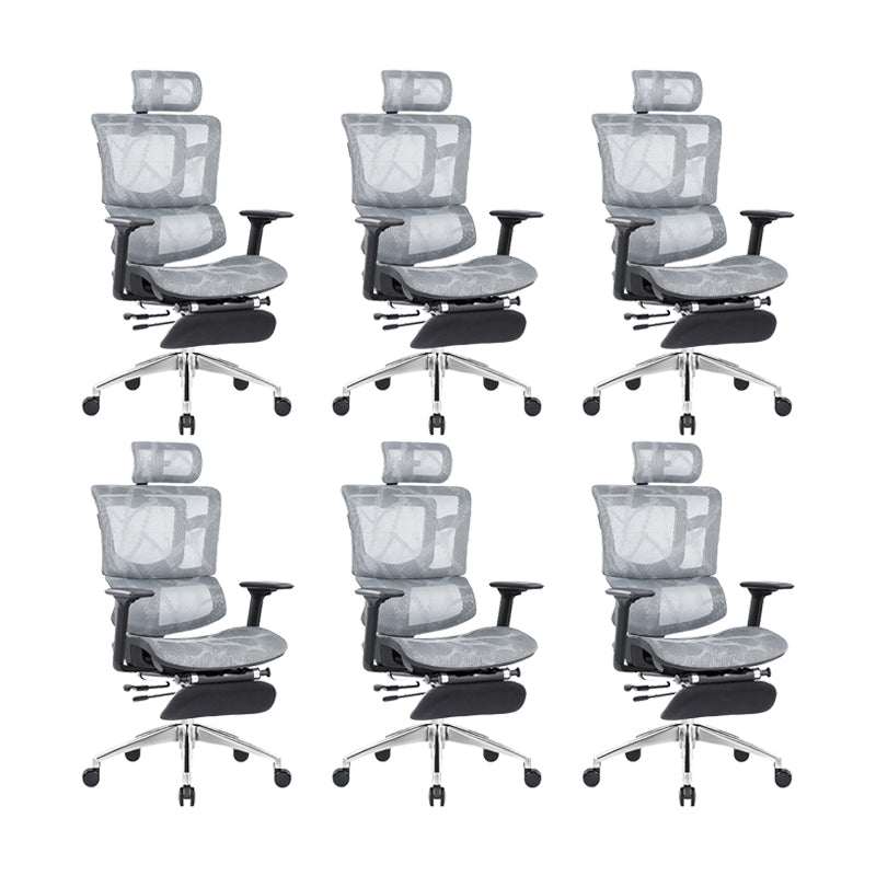 Modern Desk Chair Mesh Office Chair Adjustable Chair with Wheels Grey 6 Piece Set Clearhalo 'furn' 'furn_office_chair' 'Furniture' 'Office Chairs' 'Office Furniture' 'office_chair' 6370175