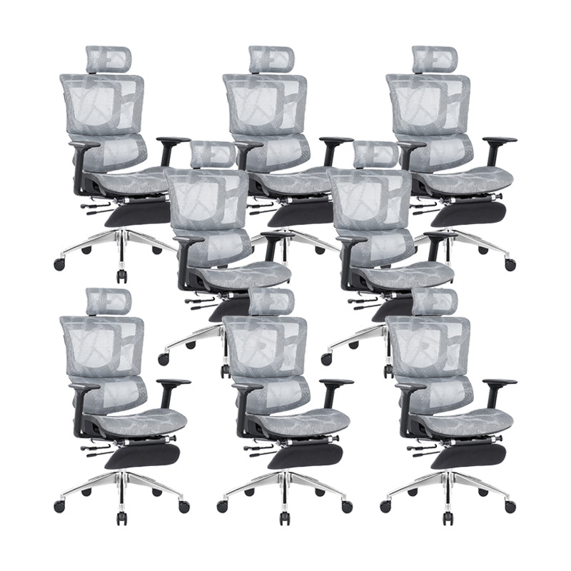 Modern Desk Chair Mesh Office Chair Adjustable Chair with Wheels Grey 8 Piece Set Clearhalo 'furn' 'furn_office_chair' 'Furniture' 'Office Chairs' 'Office Furniture' 'office_chair' 6370176