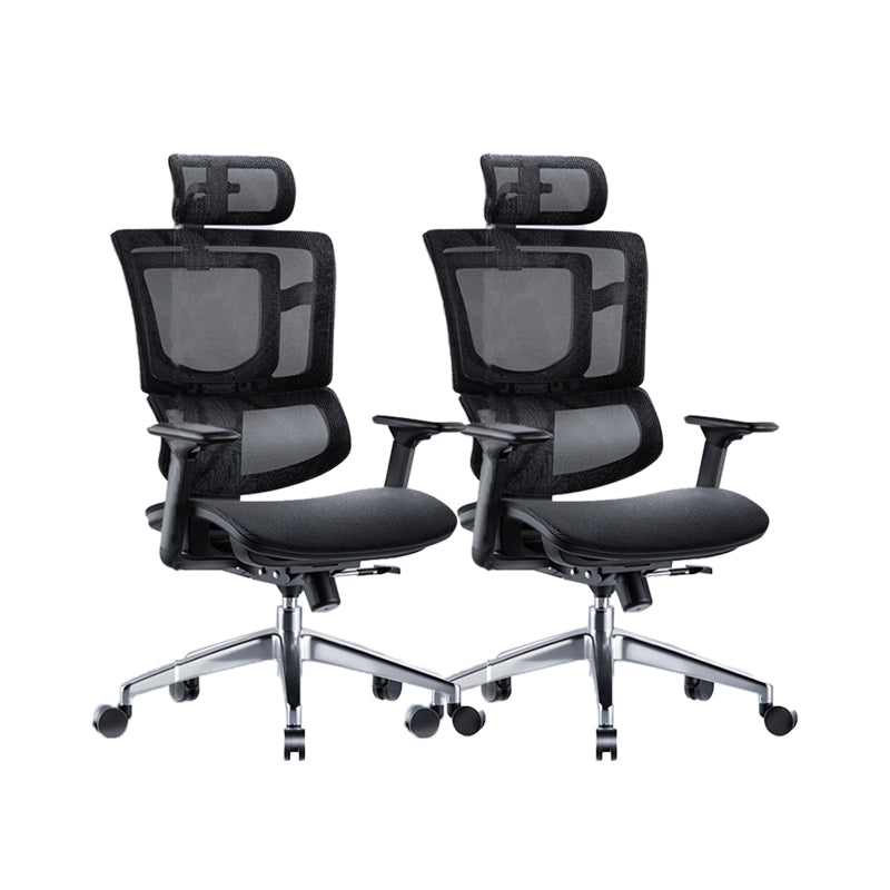 Modern Desk Chair Mesh Office Chair Adjustable Chair with Wheels Black 2 Piece Set Clearhalo 'furn' 'furn_office_chair' 'Furniture' 'Office Chairs' 'Office Furniture' 'office_chair' 6370179
