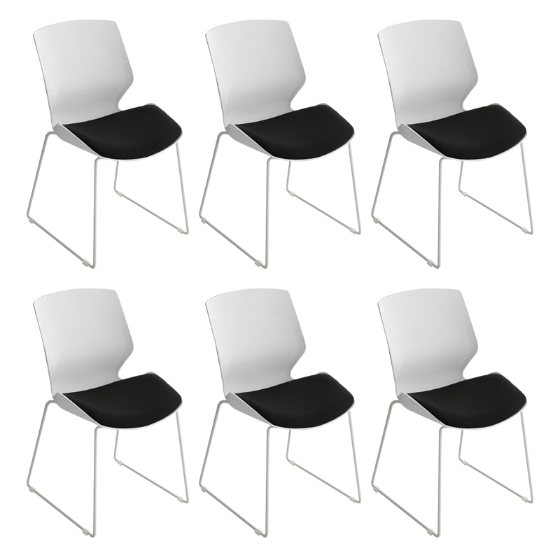 19" Wide Contemporary Desk Chair White No Wheels Office Chair Black 6 Piece Set Clearhalo 'furn' 'furn_office_chair' 'Furniture' 'Office Chairs' 'Office Furniture' 'office_chair' 6370213