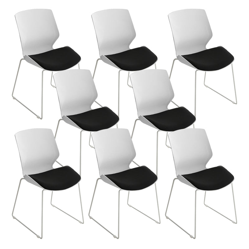 19" Wide Contemporary Desk Chair White No Wheels Office Chair Black 8 Piece Set Clearhalo 'furn' 'furn_office_chair' 'Furniture' 'Office Chairs' 'Office Furniture' 'office_chair' 6370214