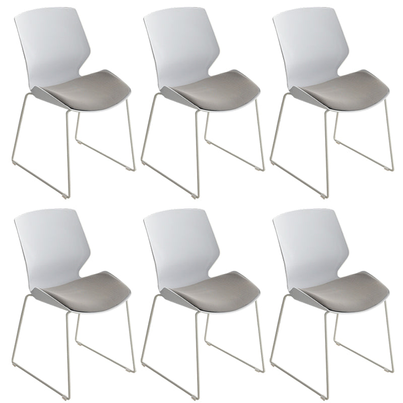 19" Wide Contemporary Desk Chair White No Wheels Office Chair Gray 6 Piece Set Clearhalo 'furn' 'furn_office_chair' 'Furniture' 'Office Chairs' 'Office Furniture' 'office_chair' 6370216