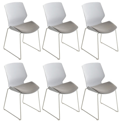 19" Wide Contemporary Desk Chair White No Wheels Office Chair Gray 6 Piece Set Clearhalo 'furn' 'furn_office_chair' 'Furniture' 'Office Chairs' 'Office Furniture' 'office_chair' 6370216