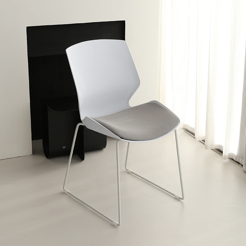 19" Wide Contemporary Desk Chair White No Wheels Office Chair Clearhalo 'furn' 'furn_office_chair' 'Furniture' 'Office Chairs' 'Office Furniture' 'office_chair' 6370217