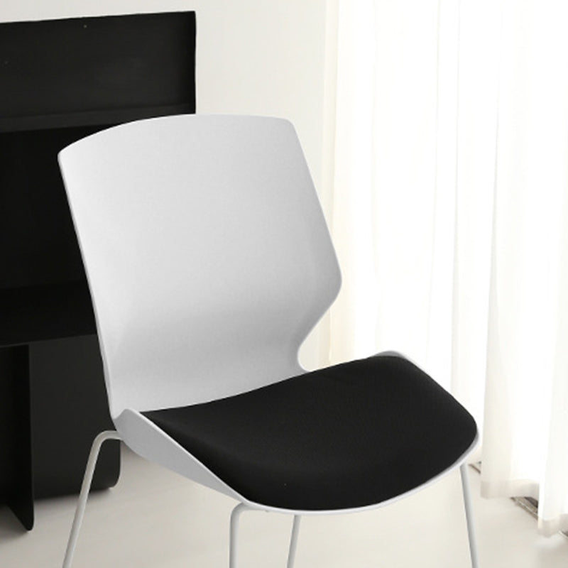 19" Wide Contemporary Desk Chair White No Wheels Office Chair Clearhalo 'furn' 'furn_office_chair' 'Furniture' 'Office Chairs' 'Office Furniture' 'office_chair' 6370224