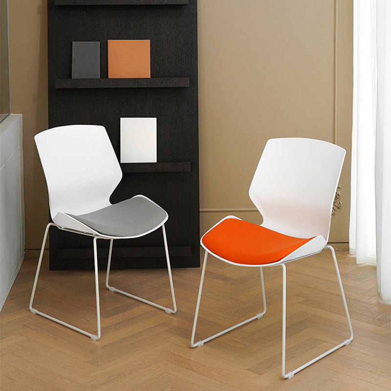 19" Wide Contemporary Desk Chair White No Wheels Office Chair Clearhalo 'furn' 'furn_office_chair' 'Furniture' 'Office Chairs' 'Office Furniture' 'office_chair' 6370225