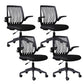 Modern Desk Chair Nylon Computer Chair Mid-Back Chair with Wheels Black 4 Piece Set Clearhalo 'furn' 'furn_office_chair' 'Furniture' 'Office Chairs' 'Office Furniture' 'office_chair' 6370232