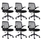 Modern Desk Chair Nylon Computer Chair Mid-Back Chair with Wheels Black 6 Piece Set Clearhalo 'furn' 'furn_office_chair' 'Furniture' 'Office Chairs' 'Office Furniture' 'office_chair' 6370234