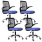 Modern Desk Chair Nylon Computer Chair Mid-Back Chair with Wheels Blue 4 Piece Set Clearhalo 'furn' 'furn_office_chair' 'Furniture' 'Office Chairs' 'Office Furniture' 'office_chair' 6370242