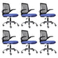Modern Desk Chair Nylon Computer Chair Mid-Back Chair with Wheels Blue 6 Piece Set Clearhalo 'furn' 'furn_office_chair' 'Furniture' 'Office Chairs' 'Office Furniture' 'office_chair' 6370243