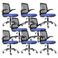Modern Desk Chair Nylon Computer Chair Mid-Back Chair with Wheels Blue 8 Piece Set Clearhalo 'furn' 'furn_office_chair' 'Furniture' 'Office Chairs' 'Office Furniture' 'office_chair' 6370244