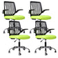 Modern Desk Chair Nylon Computer Chair Mid-Back Chair with Wheels Green 4 Piece Set Clearhalo 'furn' 'furn_office_chair' 'Furniture' 'Office Chairs' 'Office Furniture' 'office_chair' 6370247
