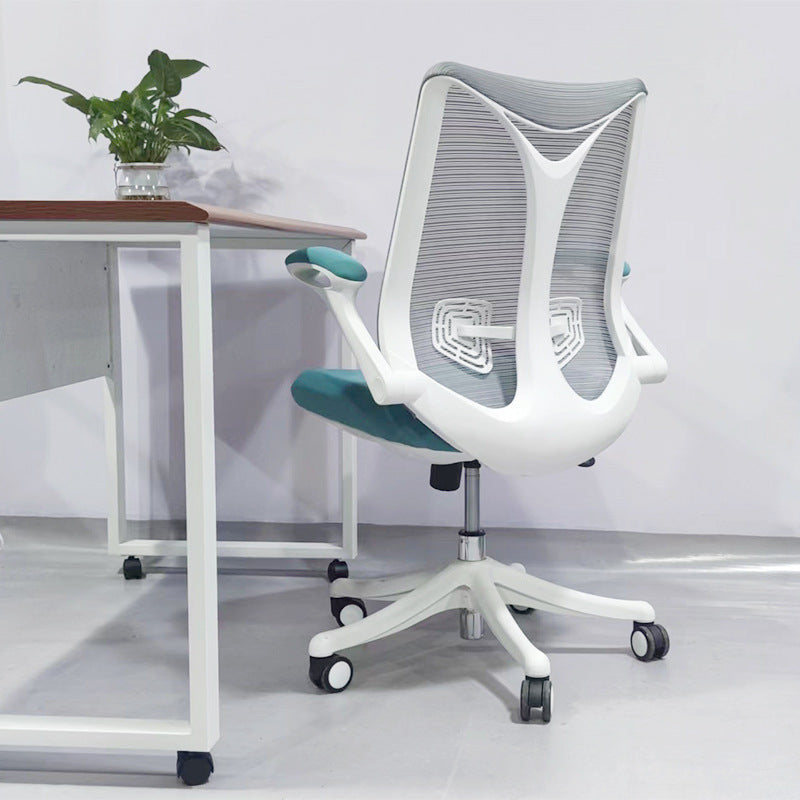 Contemporary Swivel Chair Flip-Up Armrest Mesh Mid-Back Office Chair Clearhalo 'furn' 'furn_office_chair' 'Furniture' 'Office Chairs' 'Office Furniture' 'office_chair' 6370253