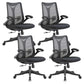 Contemporary Swivel Chair Flip-Up Armrest Mesh Mid-Back Office Chair Black 4 Piece Set Clearhalo 'furn' 'furn_office_chair' 'Furniture' 'Office Chairs' 'Office Furniture' 'office_chair' 6370255