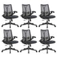 Contemporary Swivel Chair Flip-Up Armrest Mesh Mid-Back Office Chair Black 6 Piece Set Clearhalo 'furn' 'furn_office_chair' 'Furniture' 'Office Chairs' 'Office Furniture' 'office_chair' 6370257