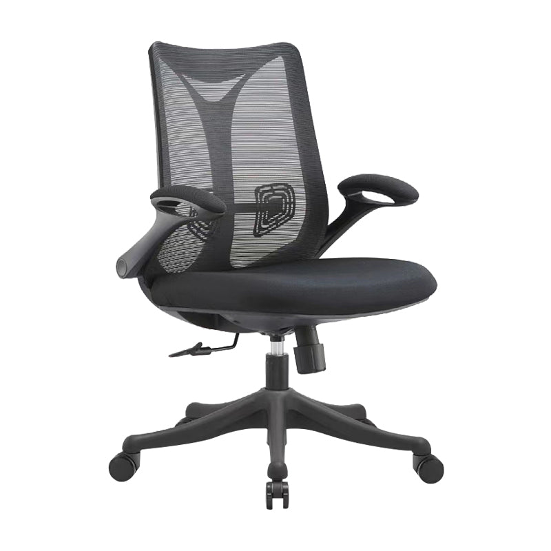 Contemporary Swivel Chair Flip-Up Armrest Mesh Mid-Back Office Chair Clearhalo 'furn' 'furn_office_chair' 'Furniture' 'Office Chairs' 'Office Furniture' 'office_chair' 6370259