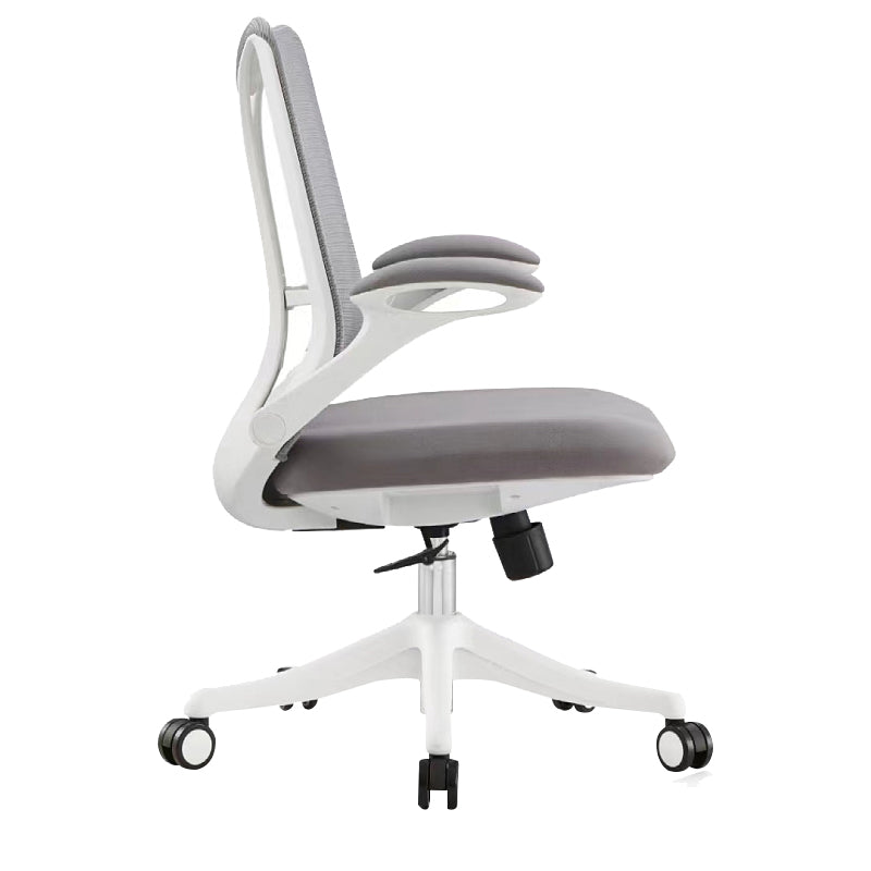 Contemporary Swivel Chair Flip-Up Armrest Mesh Mid-Back Office Chair Grey 1 Piece Clearhalo 'furn' 'furn_office_chair' 'Furniture' 'Office Chairs' 'Office Furniture' 'office_chair' 6370261