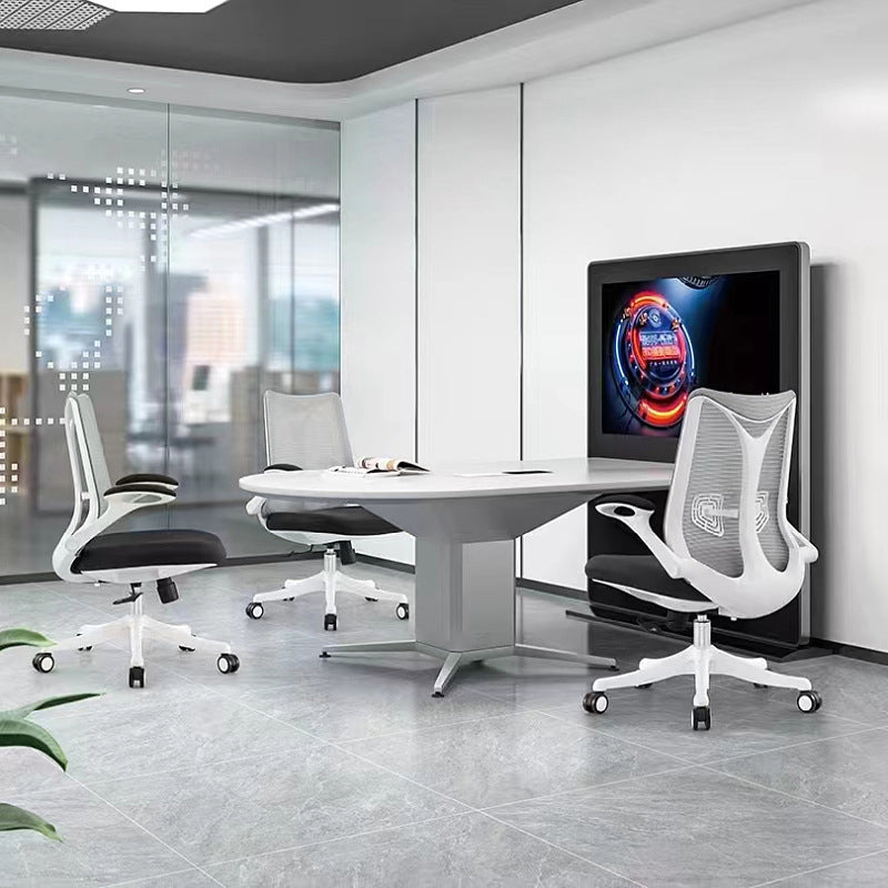 Contemporary Swivel Chair Flip-Up Armrest Mesh Mid-Back Office Chair Clearhalo 'furn' 'furn_office_chair' 'Furniture' 'Office Chairs' 'Office Furniture' 'office_chair' 6370262