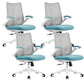 Contemporary Swivel Chair Flip-Up Armrest Mesh Mid-Back Office Chair Gray Blue 4 Piece Set Clearhalo 'furn' 'furn_office_chair' 'Furniture' 'Office Chairs' 'Office Furniture' 'office_chair' 6370270