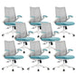 Contemporary Swivel Chair Flip-Up Armrest Mesh Mid-Back Office Chair Gray Blue 8 Piece Set Clearhalo 'furn' 'furn_office_chair' 'Furniture' 'Office Chairs' 'Office Furniture' 'office_chair' 6370272