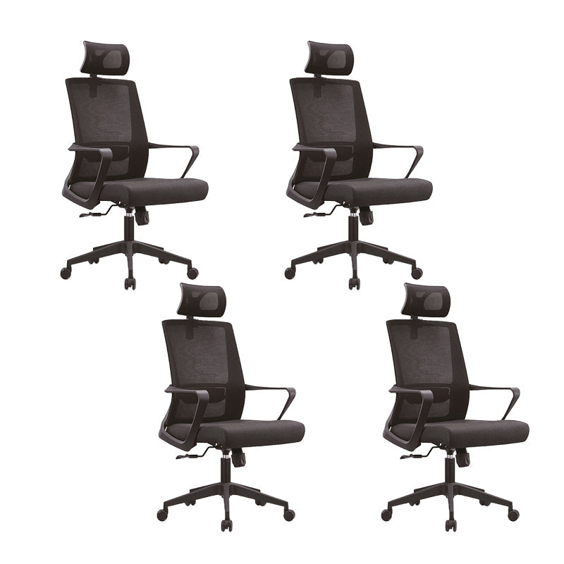 Contemporary Breathable AirGrid Desk Chair Microfiber Conference Arm Chair 4 Piece Set Star Base With Headrest Clearhalo 'furn' 'furn_office_chair' 'Furniture' 'Office Chairs' 'Office Furniture' 'office_chair' 6370318