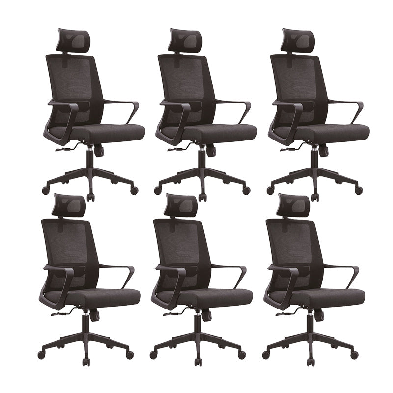 Contemporary Breathable AirGrid Desk Chair Microfiber Conference Arm Chair 6 Piece Set Star Base With Headrest Clearhalo 'furn' 'furn_office_chair' 'Furniture' 'Office Chairs' 'Office Furniture' 'office_chair' 6370319
