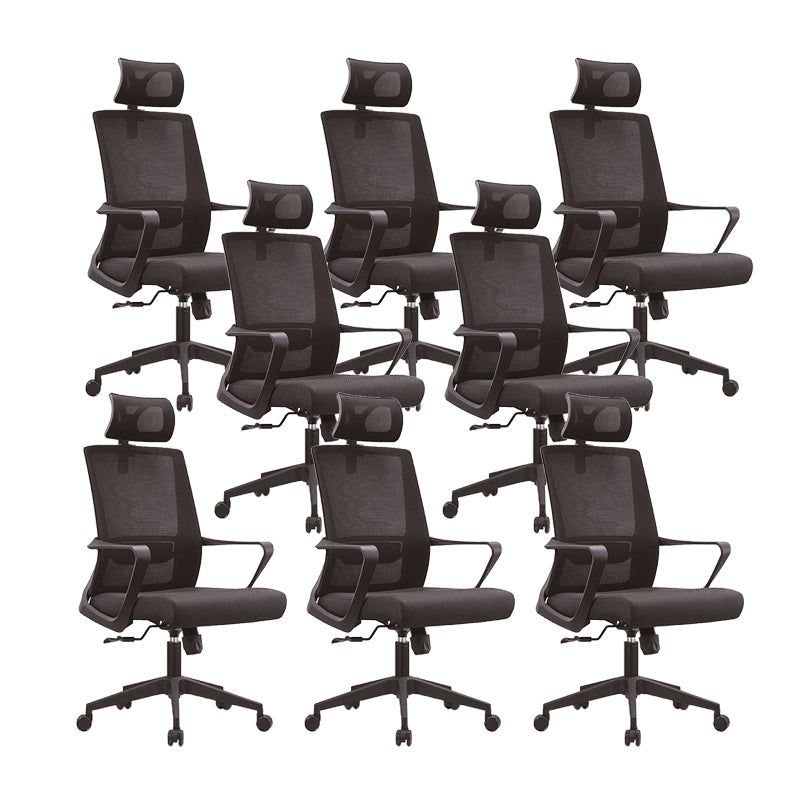 Contemporary Breathable AirGrid Desk Chair Microfiber Conference Arm Chair 8 Piece Set Star Base With Headrest Clearhalo 'furn' 'furn_office_chair' 'Furniture' 'Office Chairs' 'Office Furniture' 'office_chair' 6370320