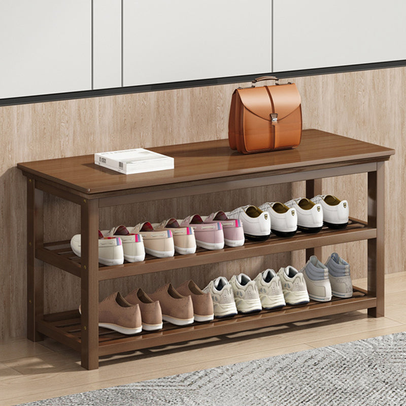 Mid-Century Modern Bench 11.42 Inch Wide Seating Bench with Shoes Storage 39.4"L x 11.4"W x 16.5"H Clearhalo 'Benches' 'Chairs & Seating' 'furn' 'furn_benches' 'Furniture' 'Living Room Furniture' 6370425