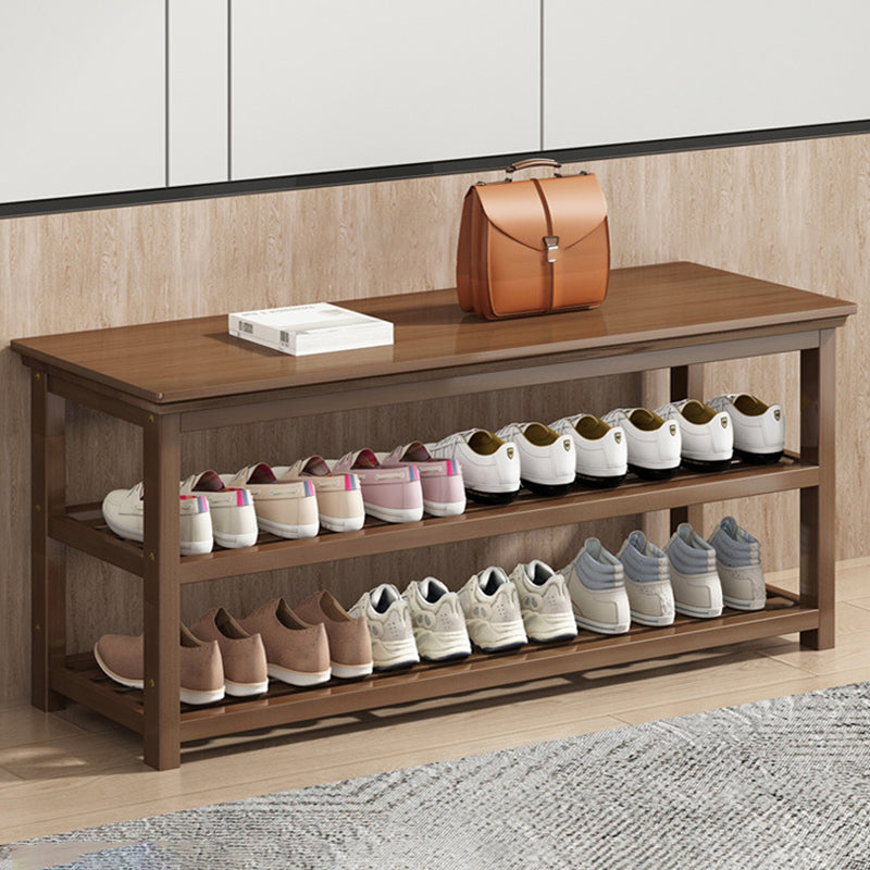 Mid-Century Modern Bench 11.42 Inch Wide Seating Bench with Shoes Storage 47.2"L x 11.4"W x 16.5"H Clearhalo 'Benches' 'Chairs & Seating' 'furn' 'furn_benches' 'Furniture' 'Living Room Furniture' 6370431