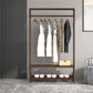 Contemporary Style Coat Hanger Solid Wood Double Shelves Coat Rack for Living Room
