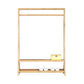 Contemporary Style Coat Hanger Solid Wood Double Shelves Coat Rack for Living Room