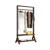 Contemporary Style Coat Hanger Solid Wood Double Shelves Coat Rack for Living Room