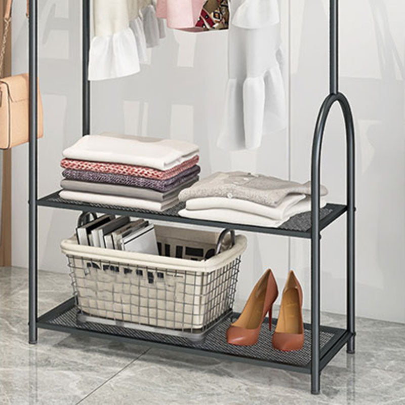 Contemporary Metal Coat Hanger Free Standing Coat Rack with Shelves Shelving Clearhalo 'Entry & Mudroom Furniture' 'furn' 'furn_hall_tree_coat_racks' 'Furniture' 'Hall Trees & Coat Racks' 'hall_tree_coat_racks' 6370496