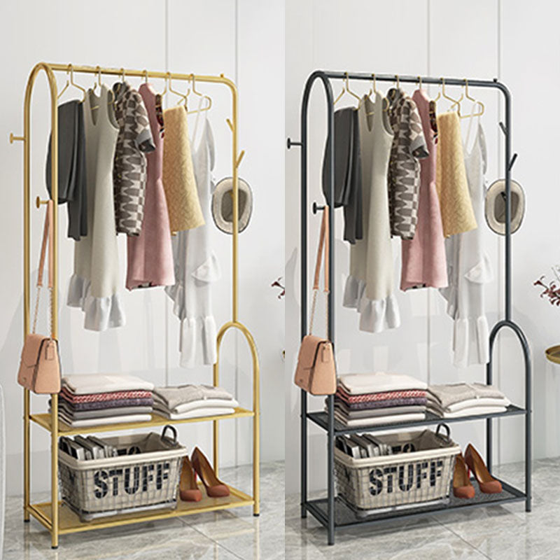 Contemporary Metal Coat Hanger Free Standing Coat Rack with Shelves Shelving Clearhalo 'Entry & Mudroom Furniture' 'furn' 'furn_hall_tree_coat_racks' 'Furniture' 'Hall Trees & Coat Racks' 'hall_tree_coat_racks' 6370498