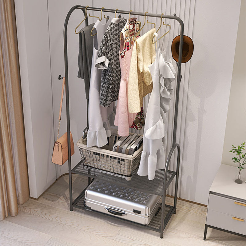 Contemporary Metal Coat Hanger Free Standing Coat Rack with Shelves Shelving Clearhalo 'Entry & Mudroom Furniture' 'furn' 'furn_hall_tree_coat_racks' 'Furniture' 'Hall Trees & Coat Racks' 'hall_tree_coat_racks' 6370499