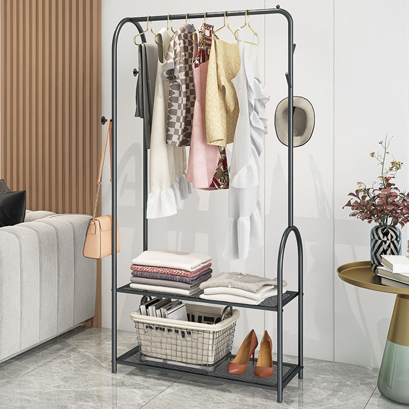 Contemporary Metal Coat Hanger Free Standing Coat Rack with Shelves Shelving Clearhalo 'Entry & Mudroom Furniture' 'furn' 'furn_hall_tree_coat_racks' 'Furniture' 'Hall Trees & Coat Racks' 'hall_tree_coat_racks' 6370501