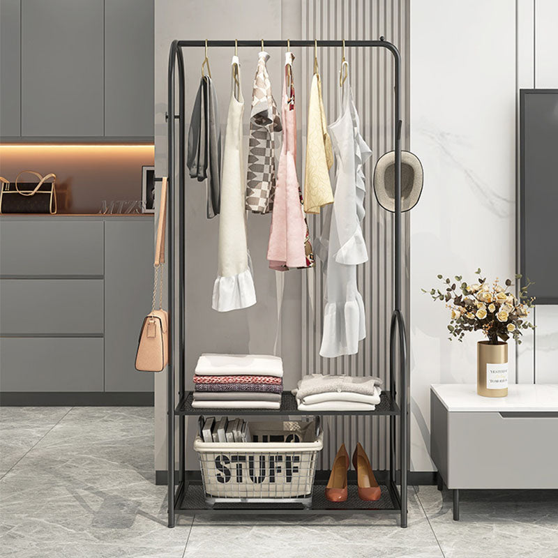 Contemporary Metal Coat Hanger Free Standing Coat Rack with Shelves Shelving Clearhalo 'Entry & Mudroom Furniture' 'furn' 'furn_hall_tree_coat_racks' 'Furniture' 'Hall Trees & Coat Racks' 'hall_tree_coat_racks' 6370502