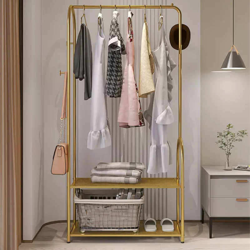 Contemporary Metal Coat Hanger Free Standing Coat Rack with Shelves Shelving Clearhalo 'Entry & Mudroom Furniture' 'furn' 'furn_hall_tree_coat_racks' 'Furniture' 'Hall Trees & Coat Racks' 'hall_tree_coat_racks' 6370503
