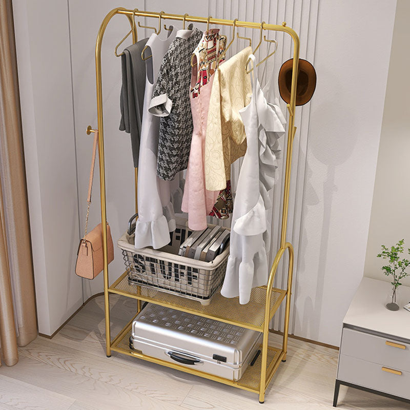 Contemporary Metal Coat Hanger Free Standing Coat Rack with Shelves Shelving Clearhalo 'Entry & Mudroom Furniture' 'furn' 'furn_hall_tree_coat_racks' 'Furniture' 'Hall Trees & Coat Racks' 'hall_tree_coat_racks' 6370505