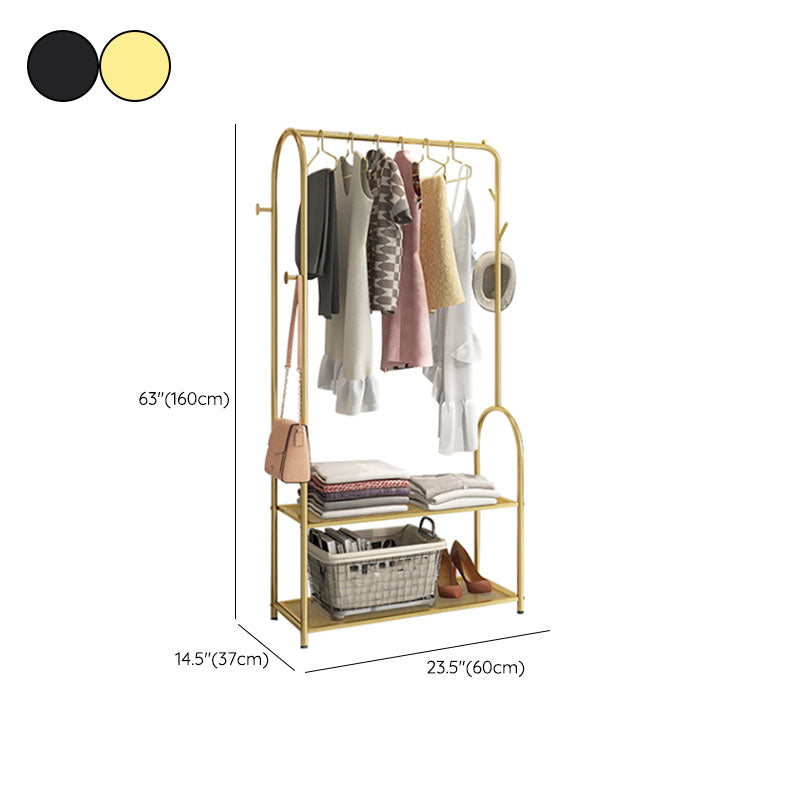 Contemporary Metal Coat Hanger Free Standing Coat Rack with Shelves Shelving Clearhalo 'Entry & Mudroom Furniture' 'furn' 'furn_hall_tree_coat_racks' 'Furniture' 'Hall Trees & Coat Racks' 'hall_tree_coat_racks' 6370506